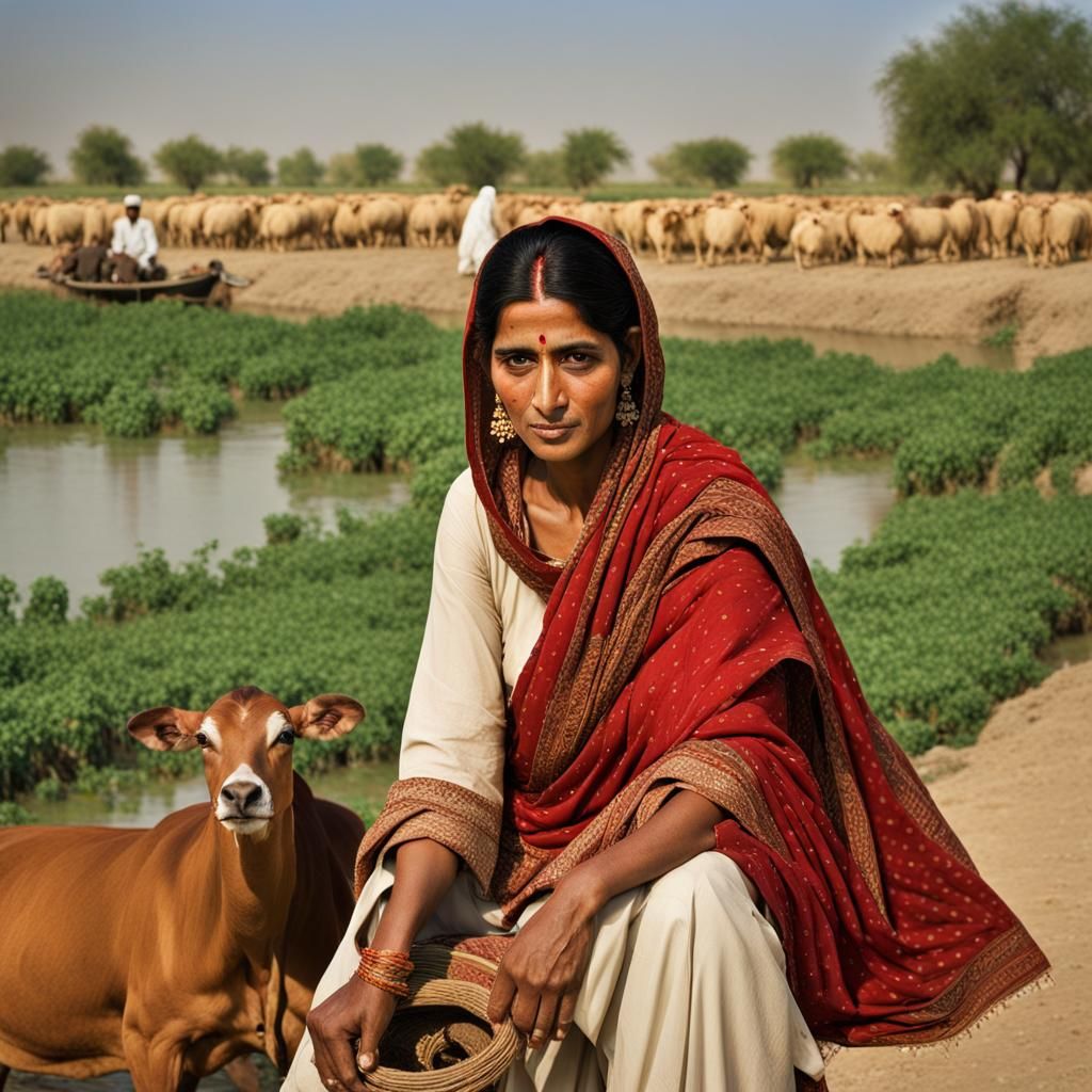 Pakistani Woman- Rural/Farm life in the province of Sindh, Pakistan