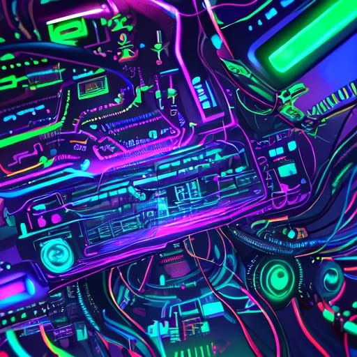 Electric Dreamscape of Glowing Circuits