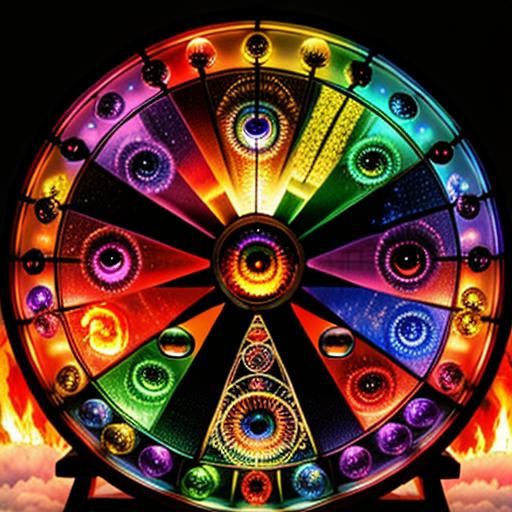 Rainbow Eyeballs with Crystal Wheel and Fire