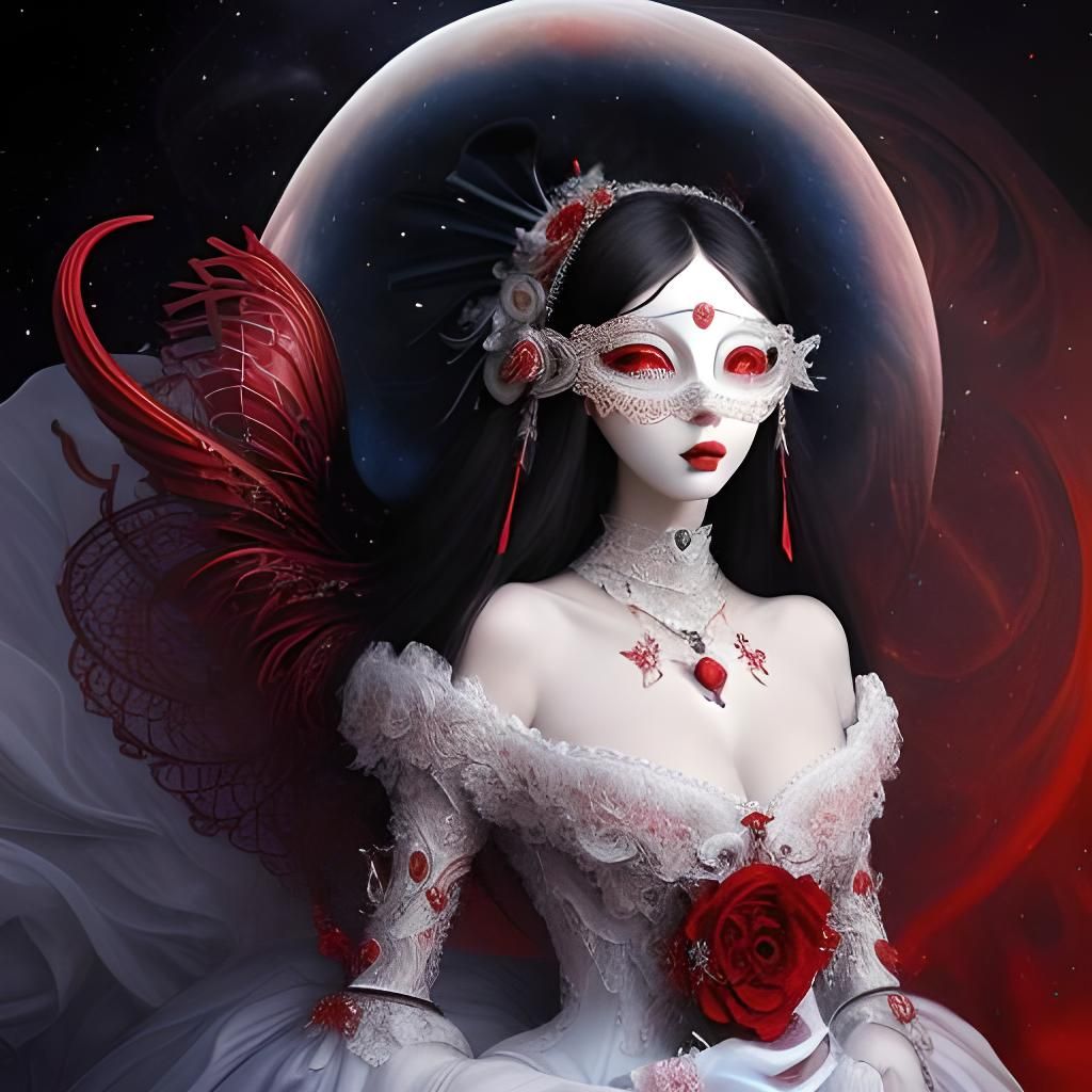 Surreal Venetian Mask Woman in Haute Couture