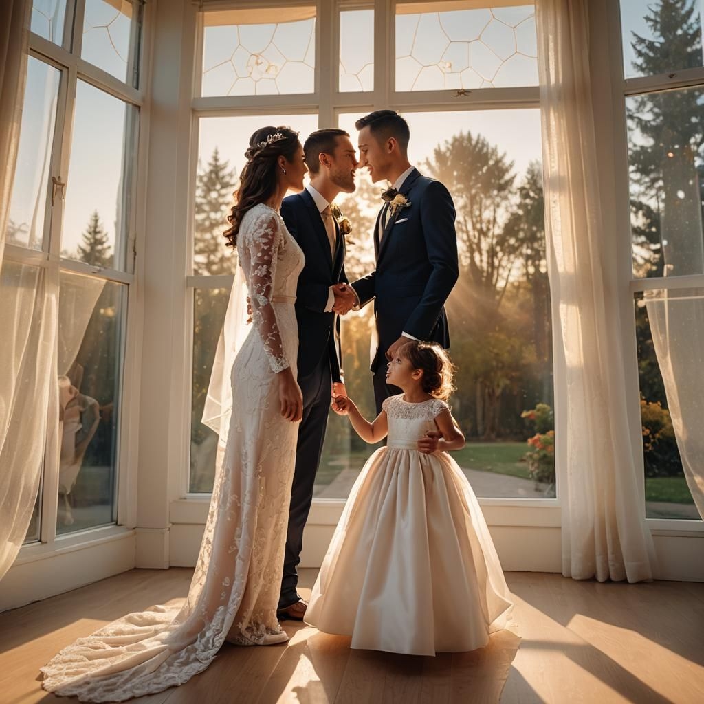 Joyful Wedding Moment Captured in Golden Light