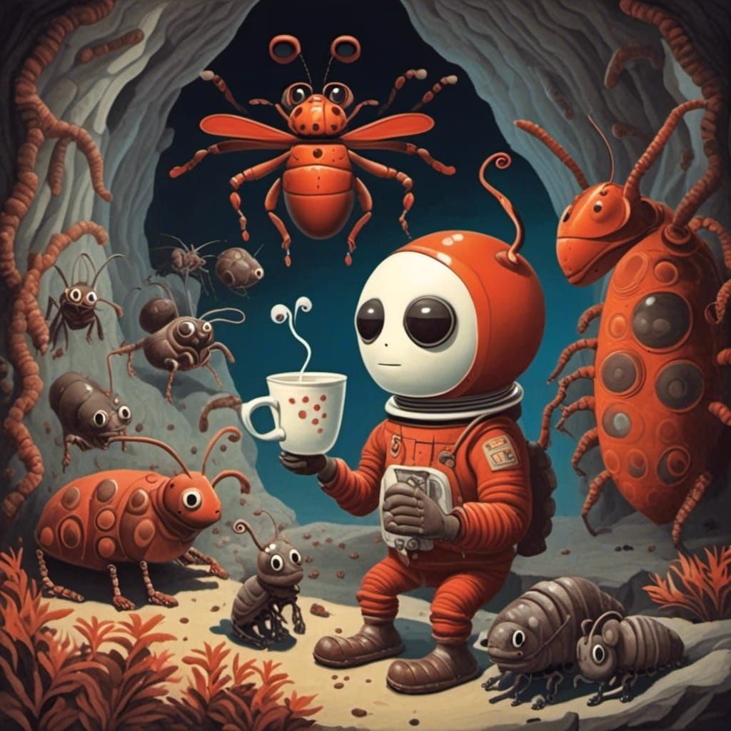 Astronaut's Tea Party with Curious Cave Bugs