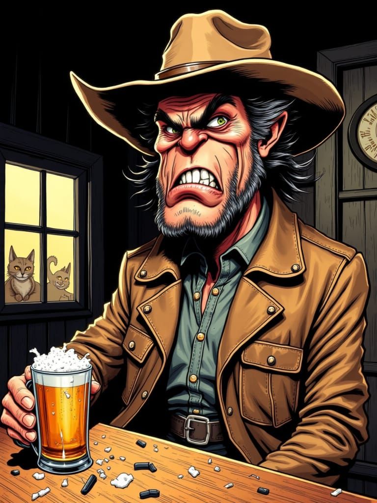 Clint Eastwood Cartoon Caricature in Looney Tunes Style