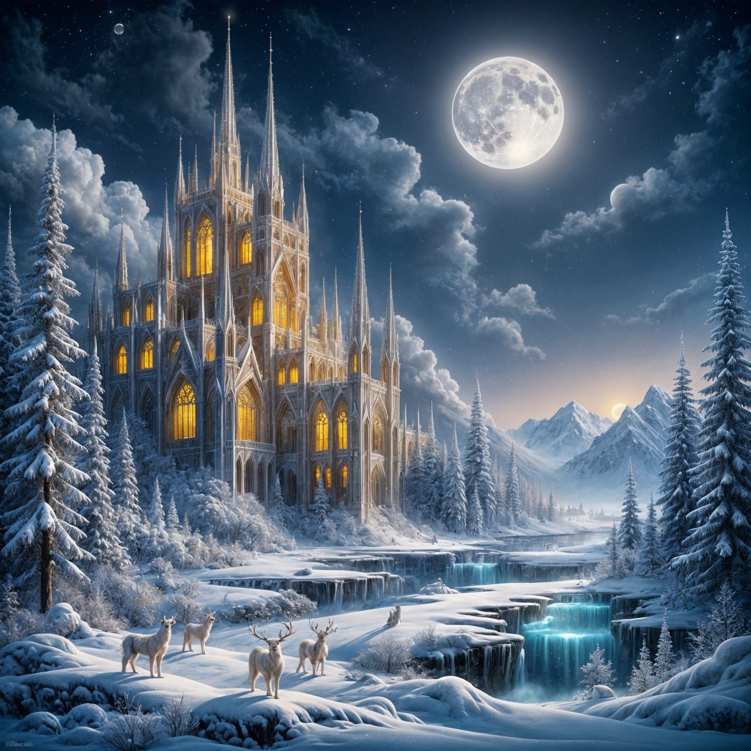 Golden Castle Under Winter Solstice Moon