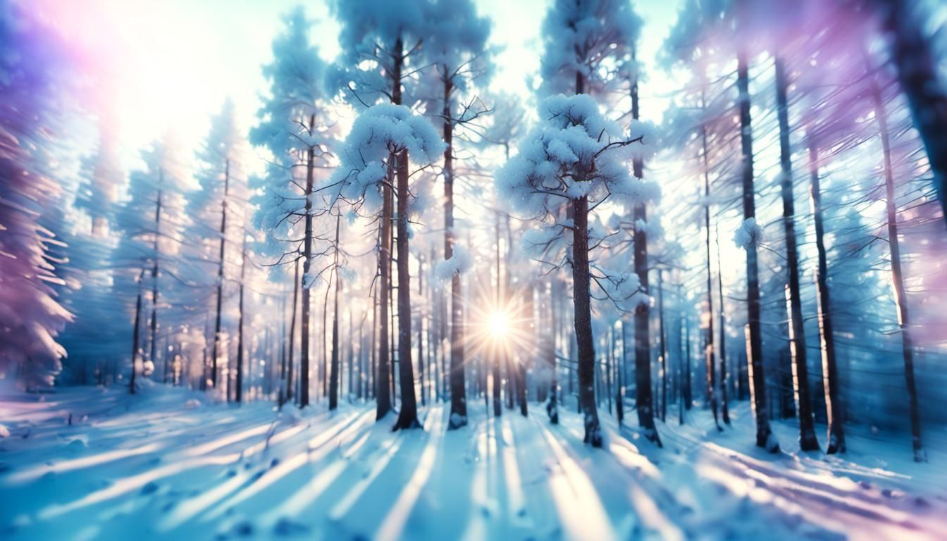 Pastel Candy Colored Forest with Lens Flare