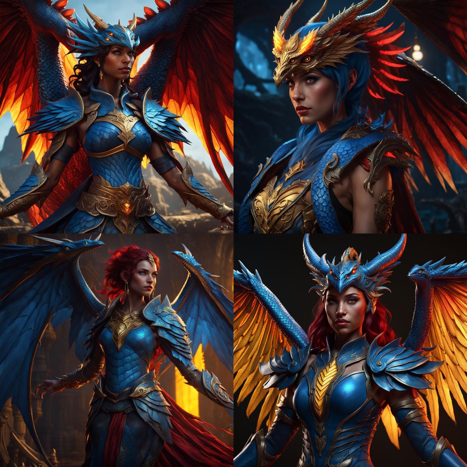 Fantasy Half-Dragon Woman in Detailed Digital Art