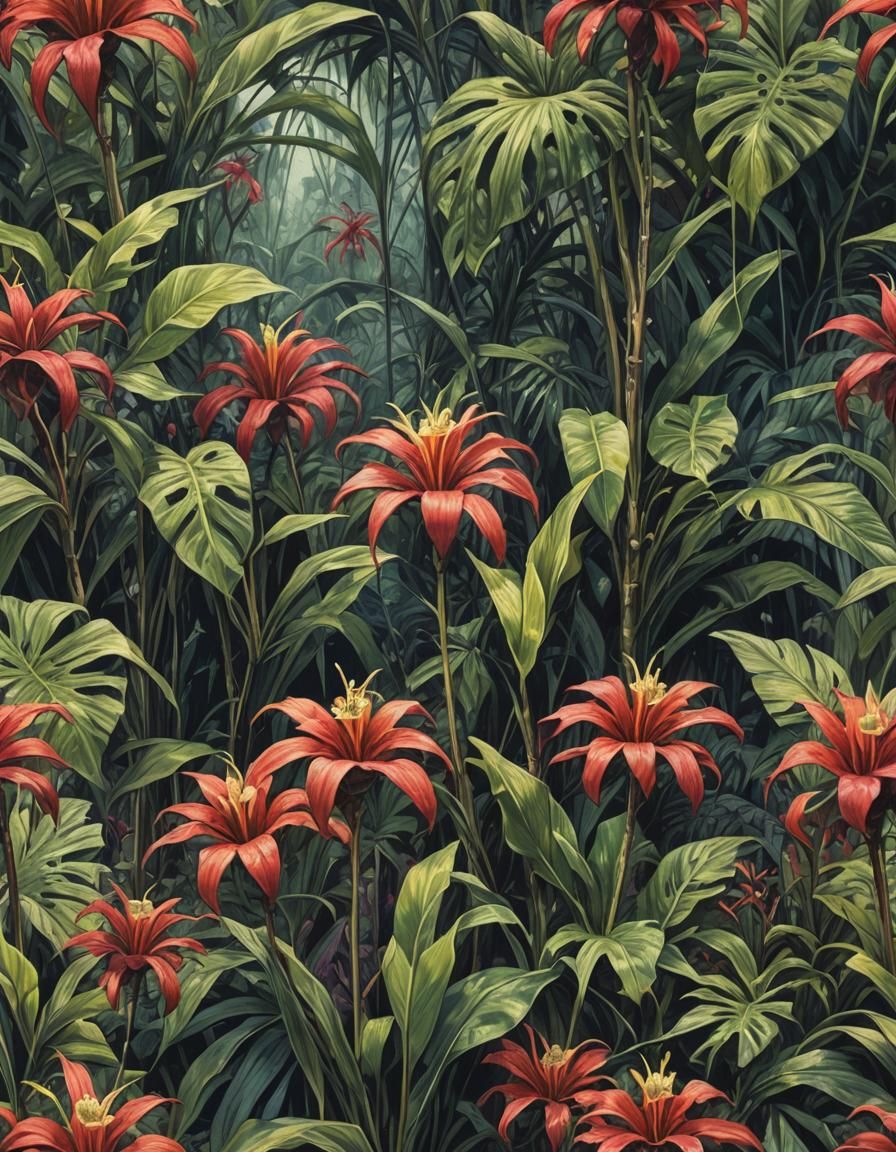 Sinister Tropical Horror Flower Plants by Rutkowski