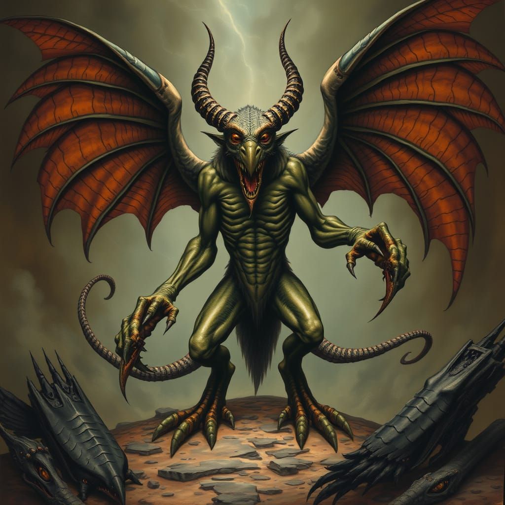 Dark Demon Pazuzu in Biomechanical Art