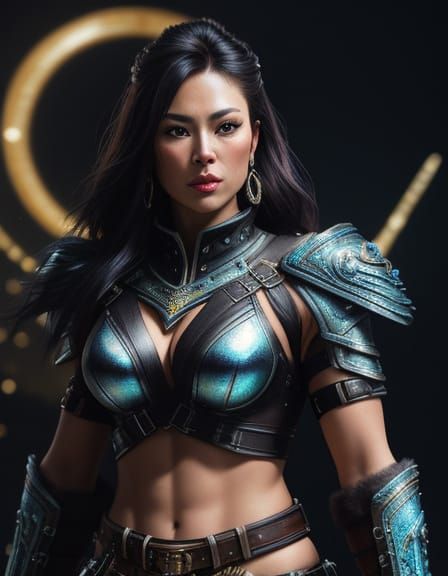 Galactic Female Warrior in Van Gogh Style