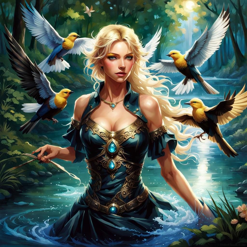 Ethereal Water Enchantress in Forest, Splash Art