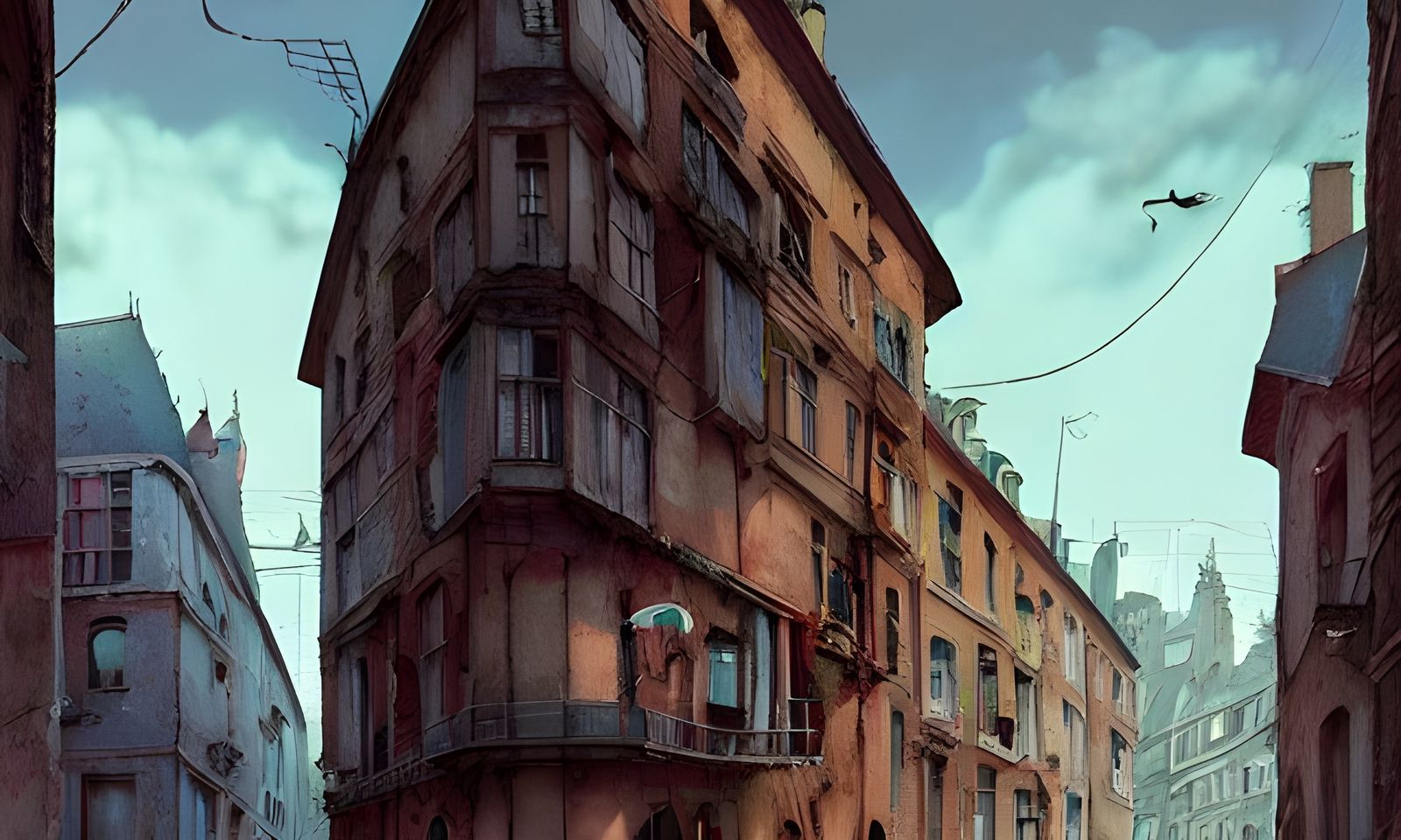 Old Woman on Empty Street: Hyperrealistic Octane Render