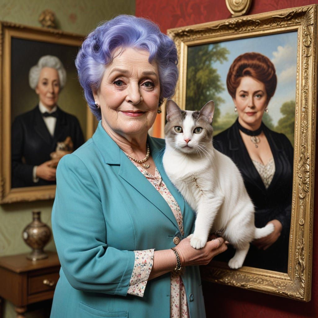 Mrs. Slocombe's Portrait with Beloved Cat