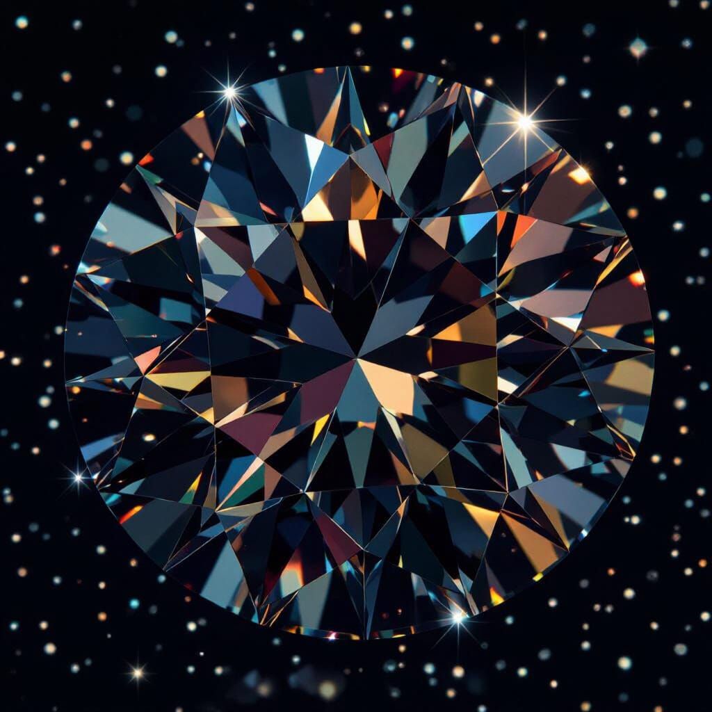 Brilliant Faceted Gemstone Amidst Stars