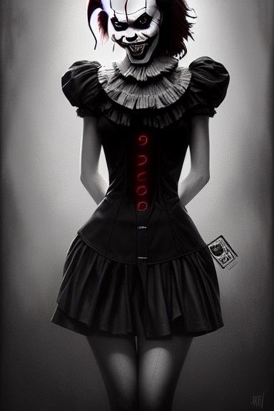 Sinister Female Pennywise Clown Portrait in Artgerm Style