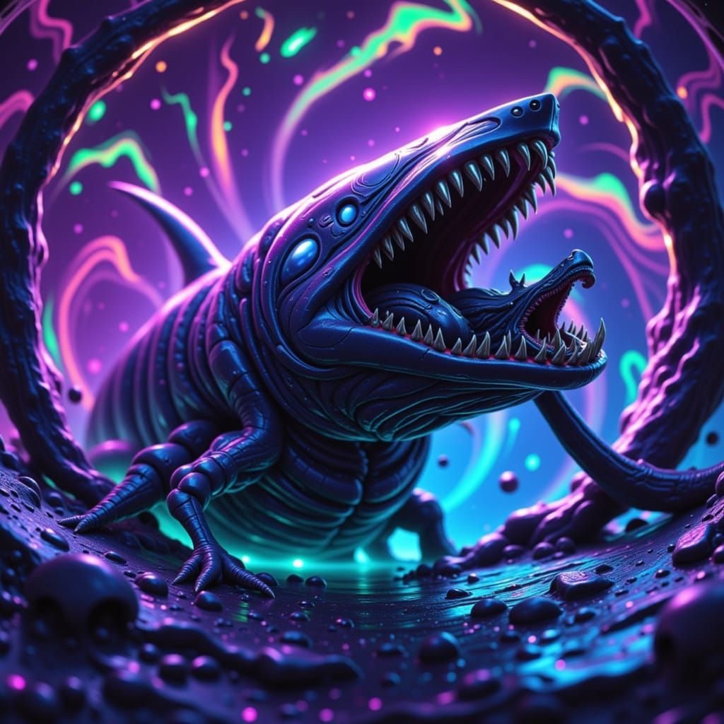 Shark-Xenomorph Emerges from Ocean Depths