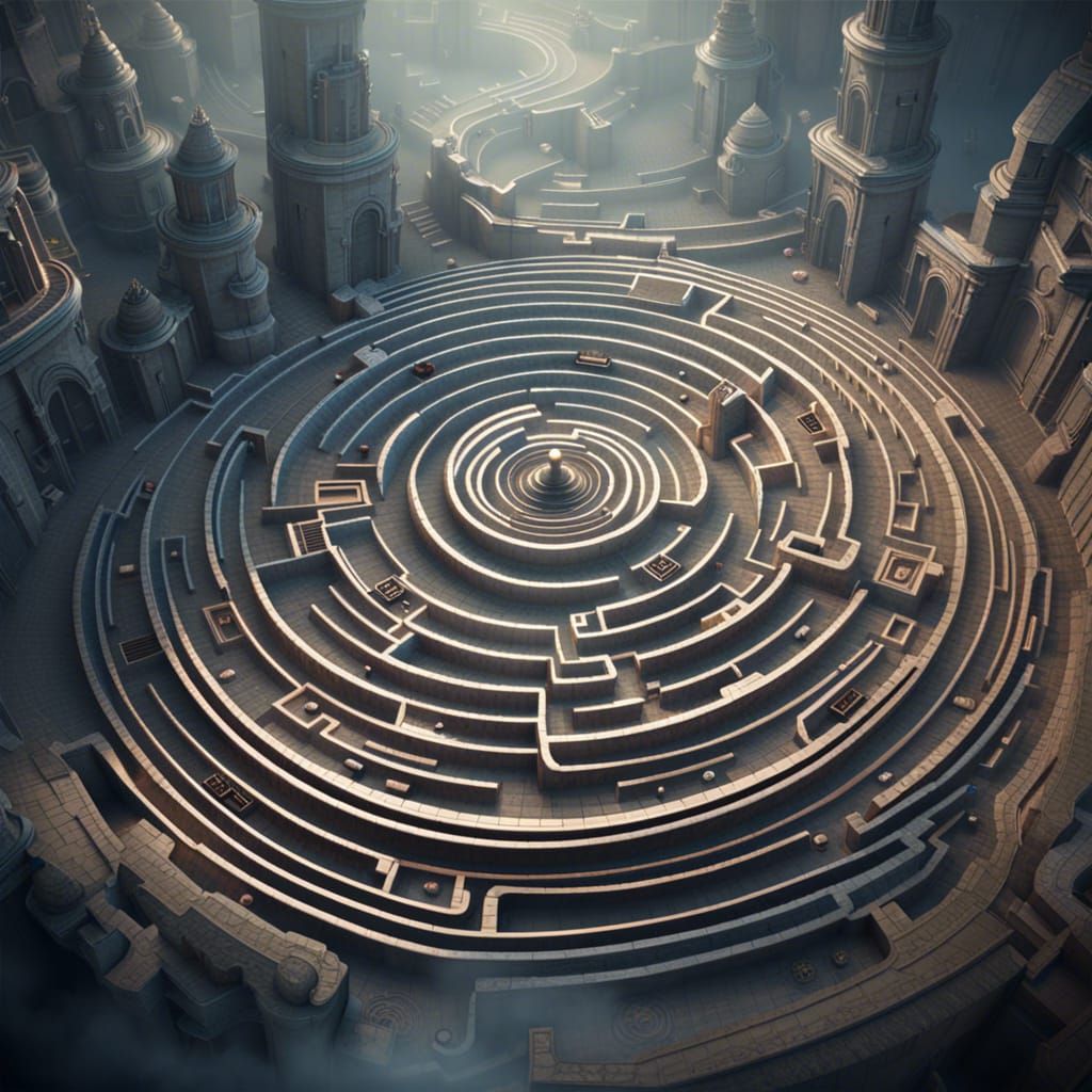 Misty Dimensional Labyrinth in 3D Cinematic Style