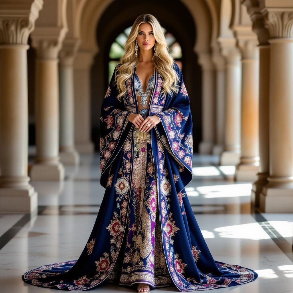 Luxurious Abaya Fashion Portrait with Regal Details