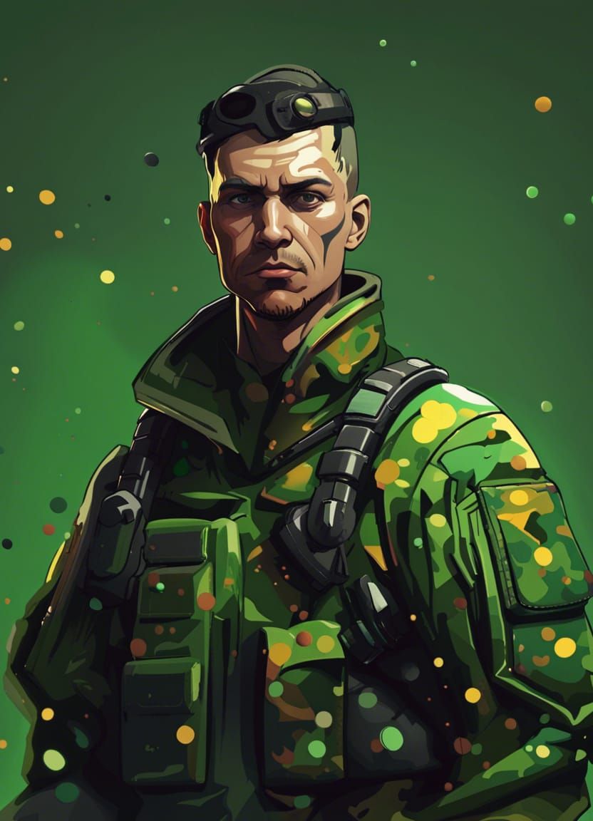 Soldier in Camo: Pop Art Portrait