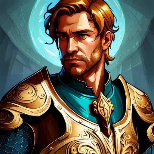 Ornate Medieval Knight Portrait in Hyperdetailed Armor