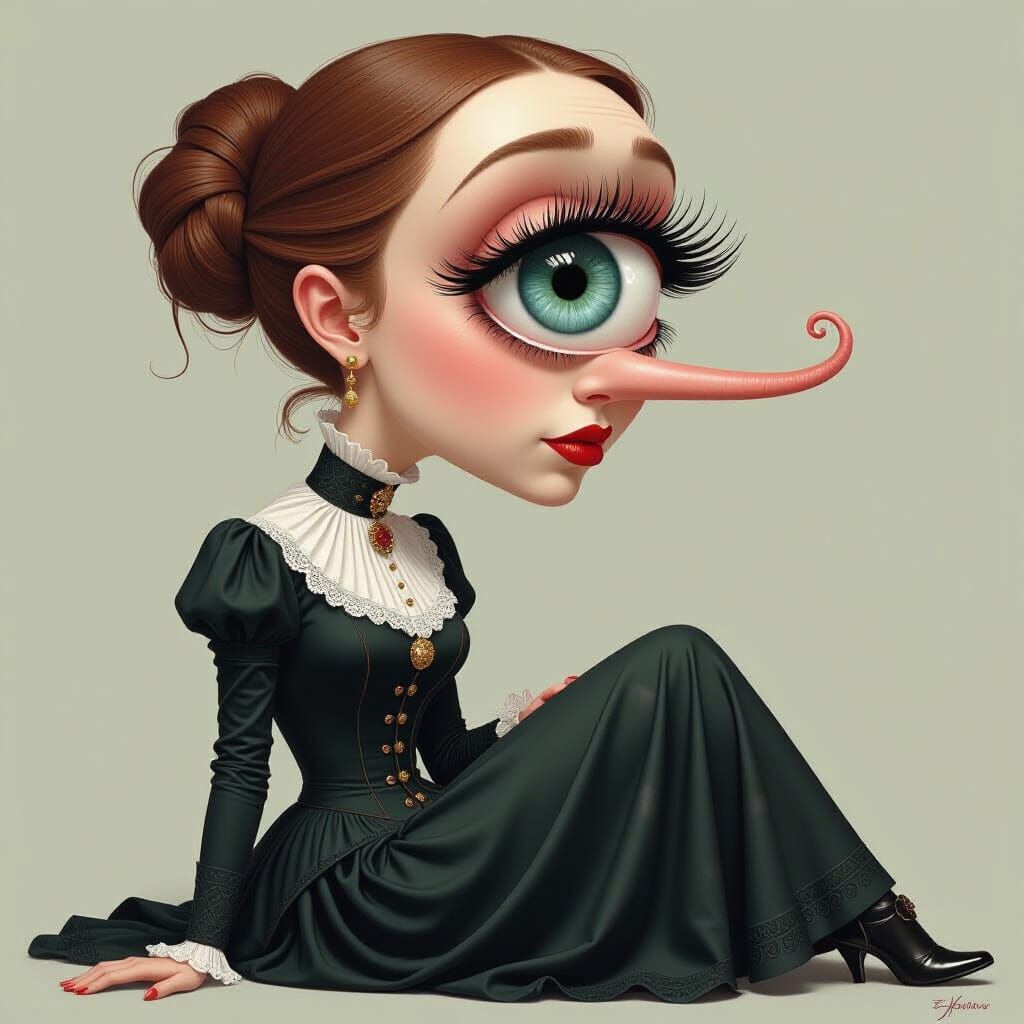 Surreal Woman with Enormous Eye in Futuristic Style