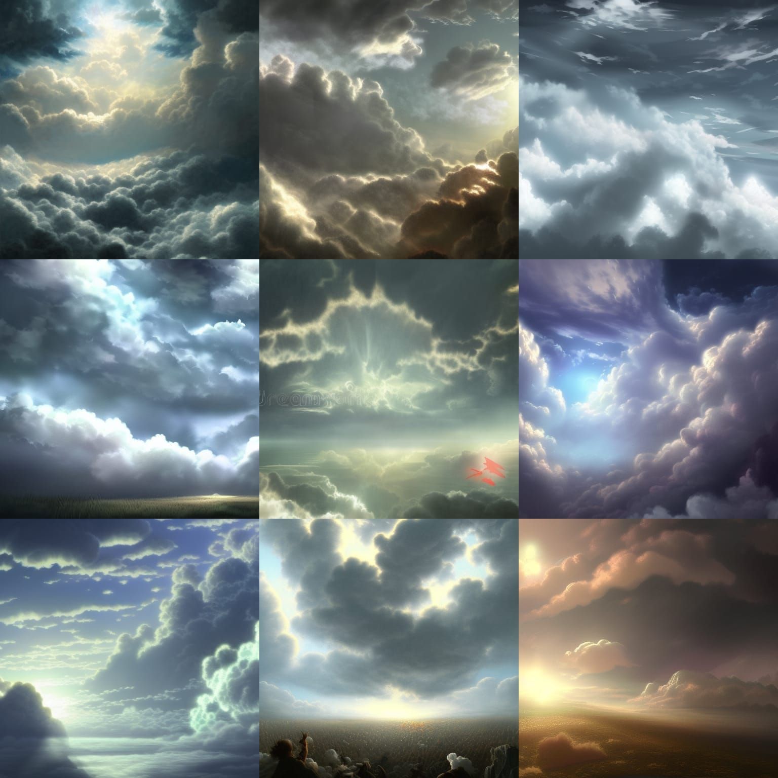 Billowing Clouds Landscape in Anime Style