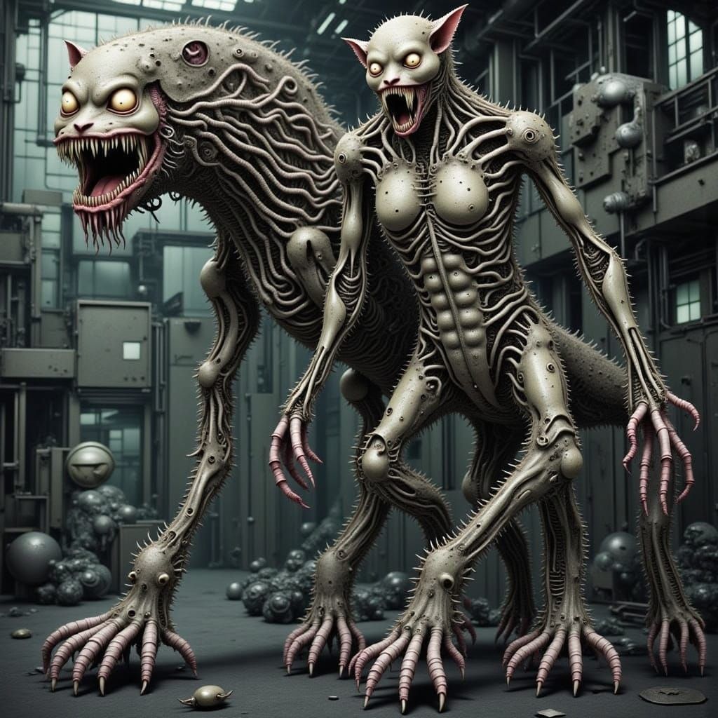 Corroded Biomechanical Horror in Junji Ito Style