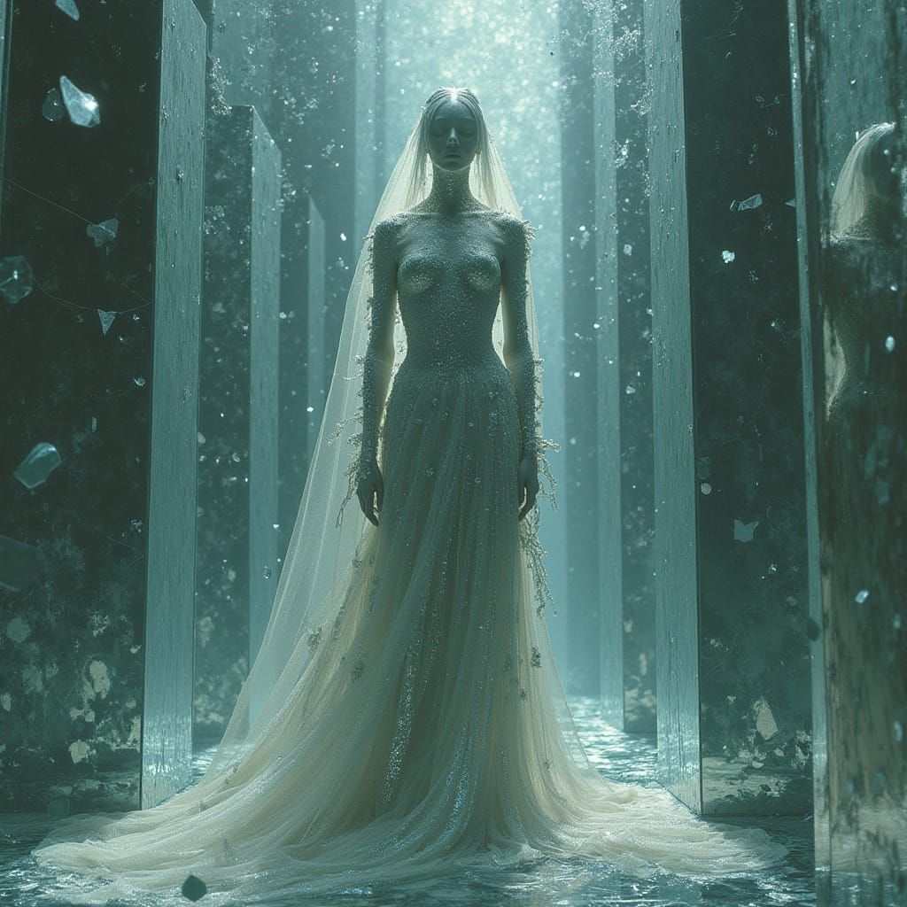 Regal Mirror Shard Woman in Gothic Surrealism