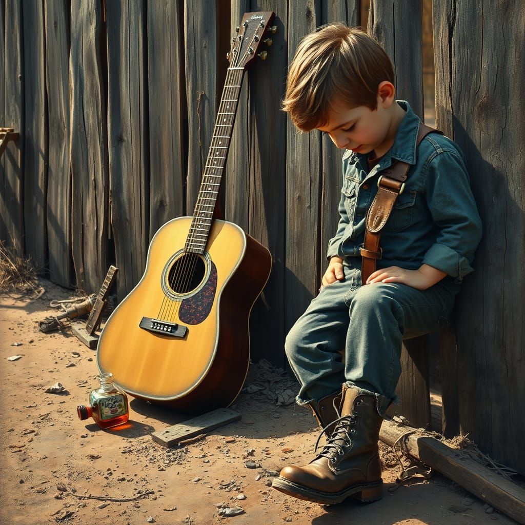 A Young Boy's Resolve Amidst Rustic Hardship
