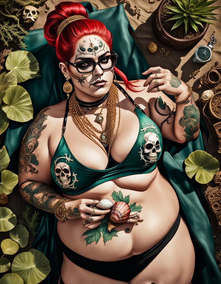 Overweight Raver Girl at Beach Full Moon Party