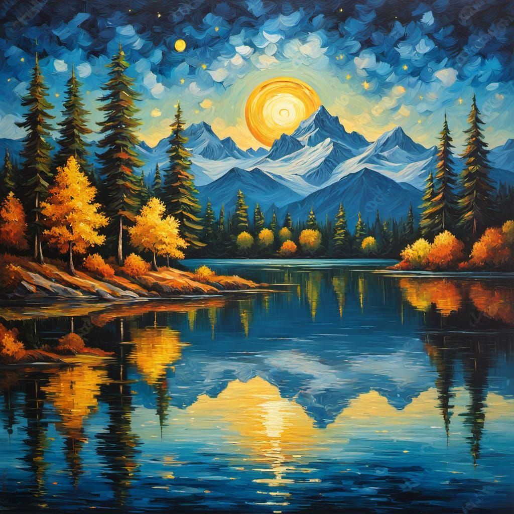 Sunset behind mountains