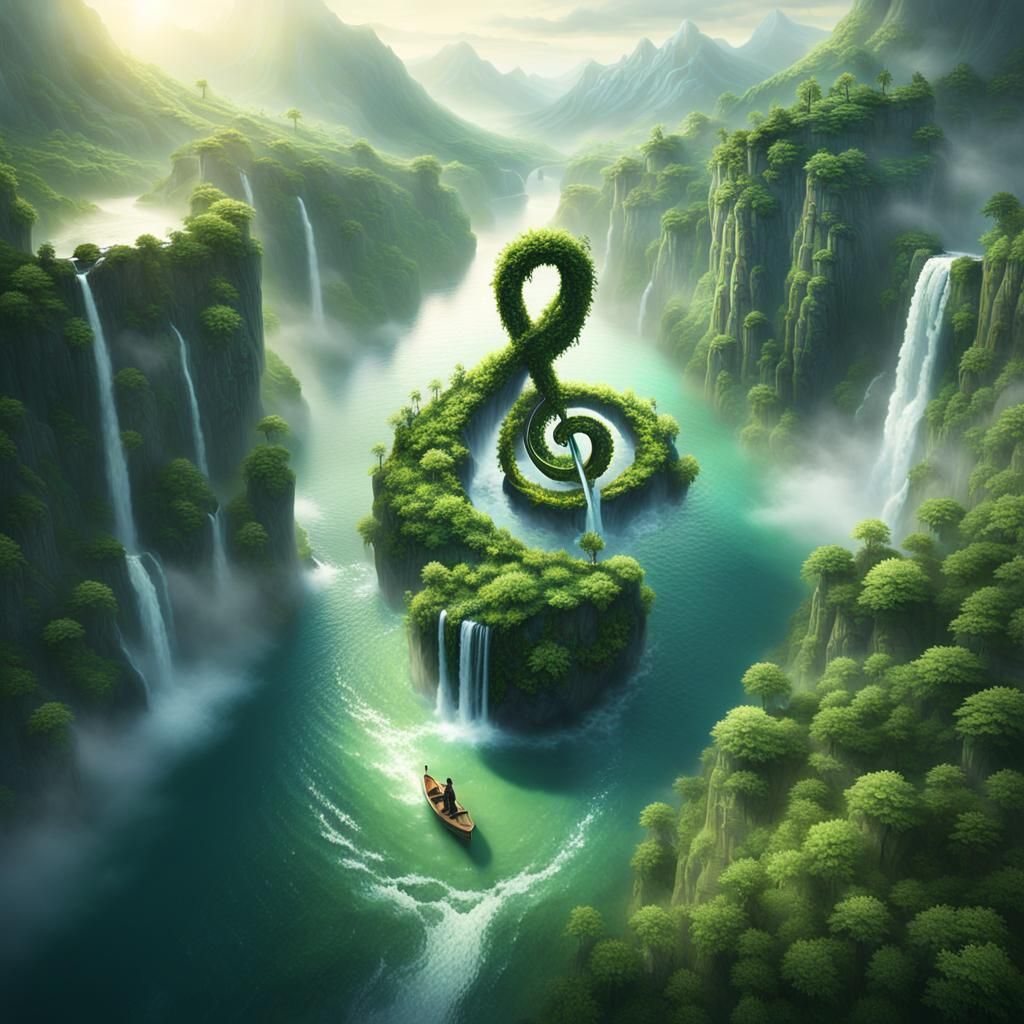Majestic Treble Clef Rises in Lush Green Valley