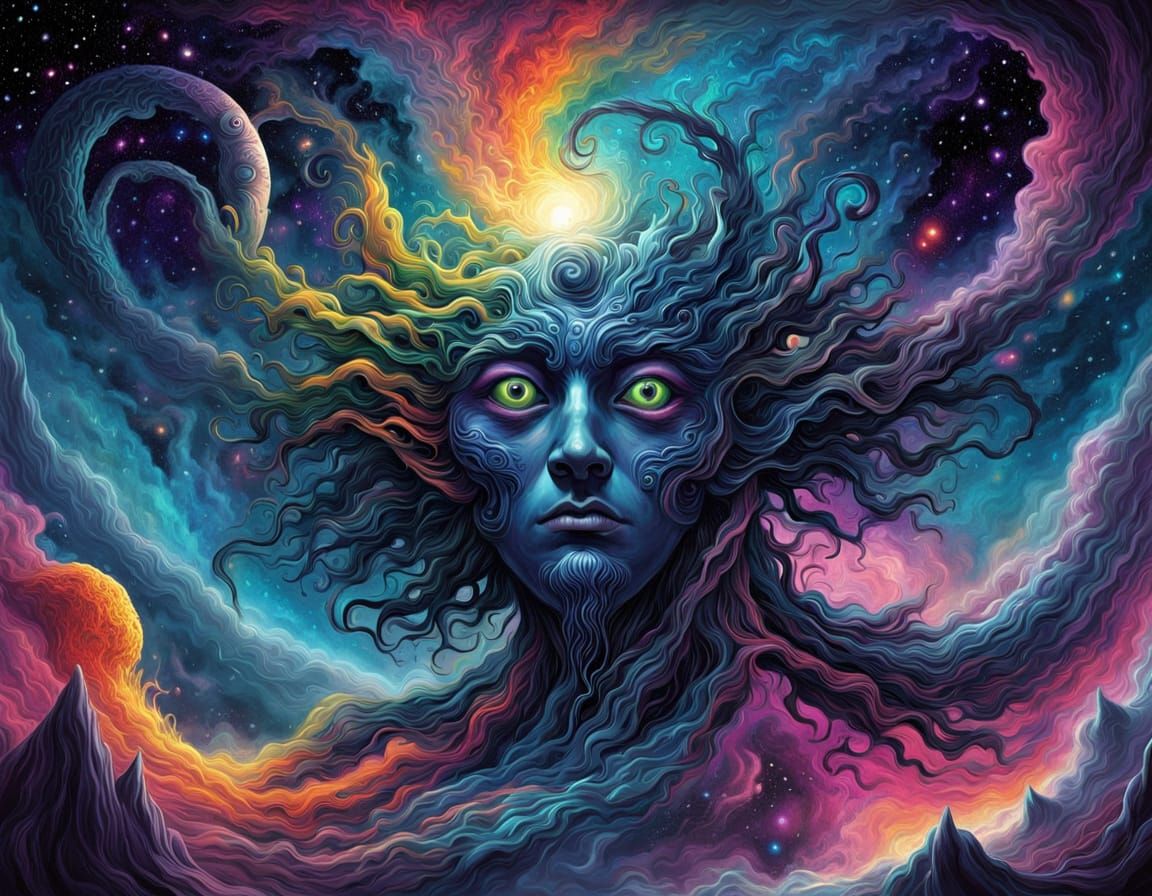 Ancient Cosmic Entity in Abstract Nebula