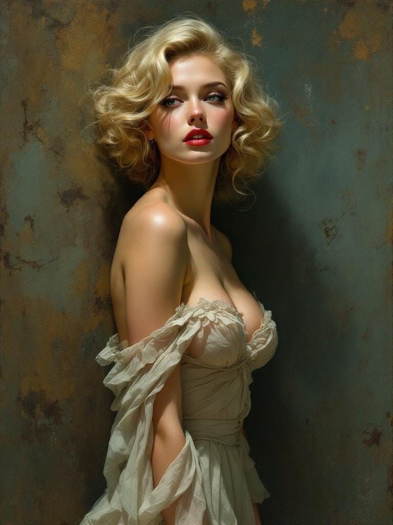 Blonde Pin-Up in Art Nouveau Style
