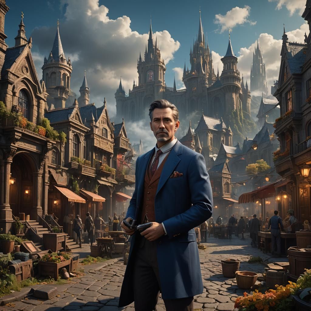 Skilled Salesman in Detailed Matte Painting