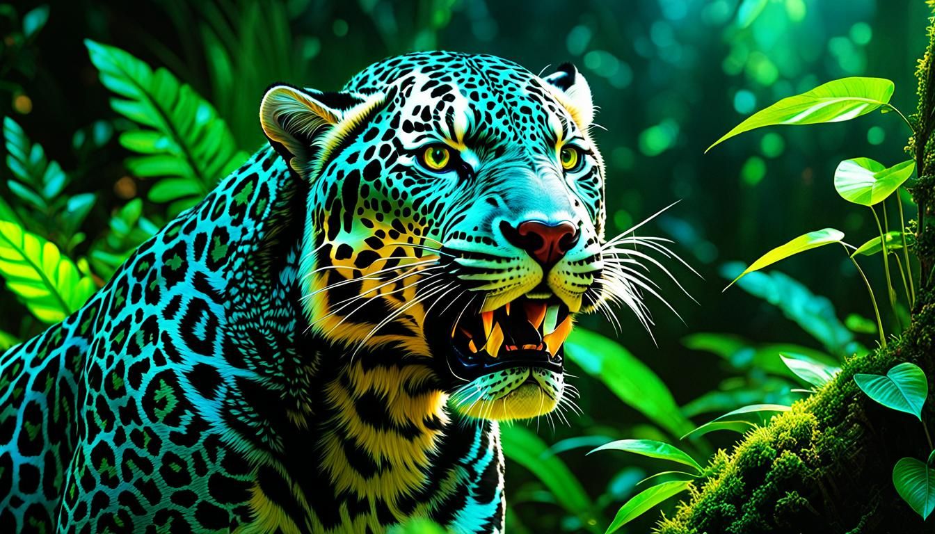 Dark Jungle Leopard in Nuclearpunk Style
