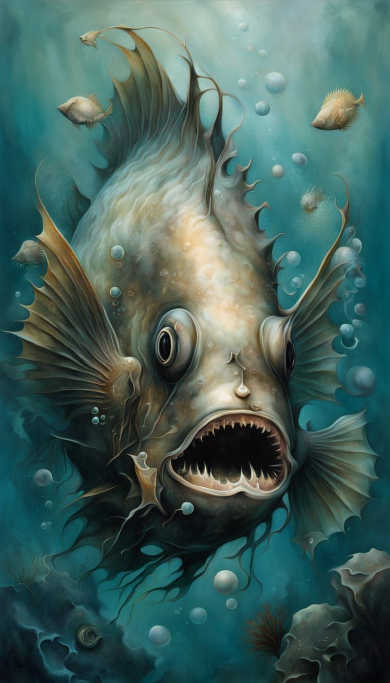 Anglerfish Portrait in Oil Painting Style