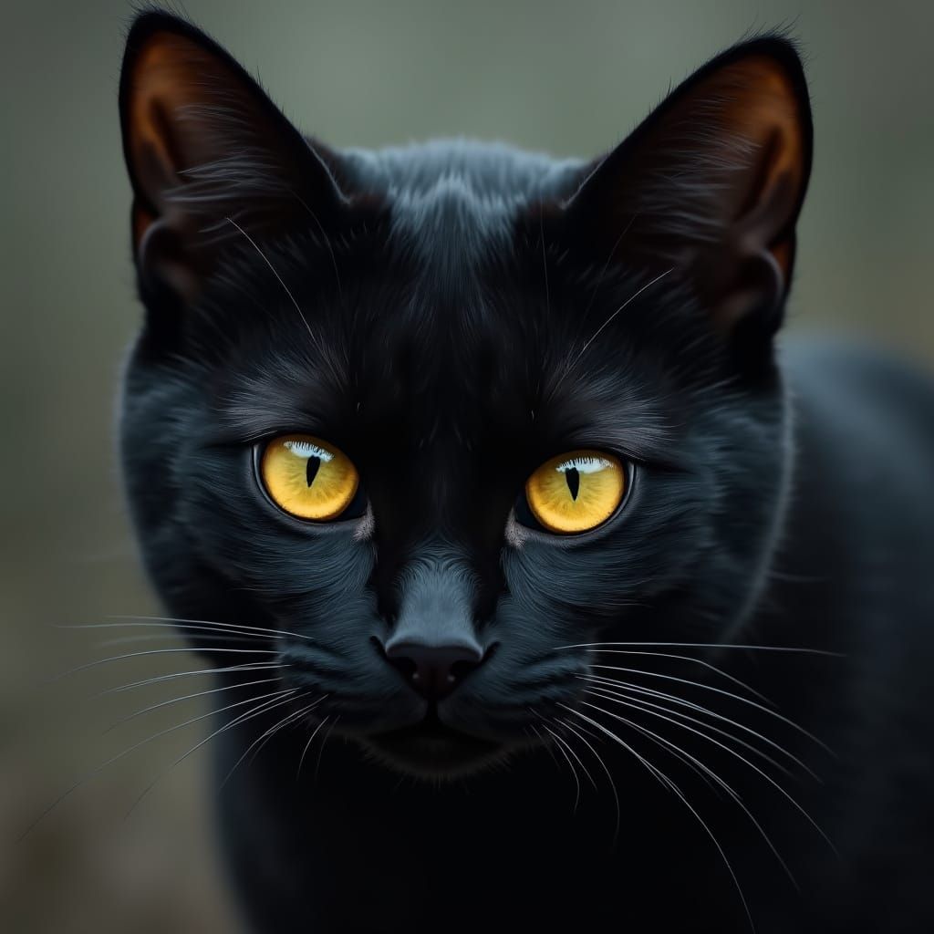 Majestic Black Feline with Piercing Yellow Eyes