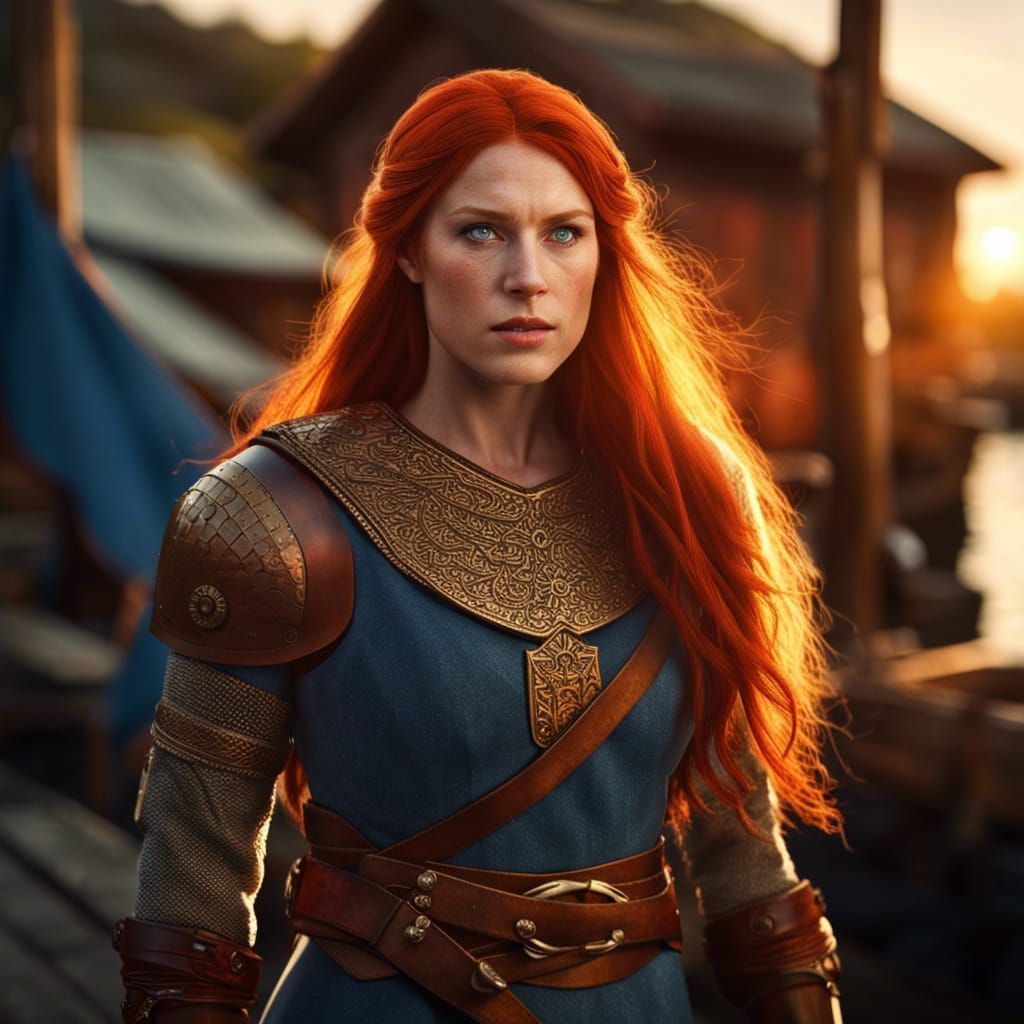 Viking Warrior Woman on Nordic Dock