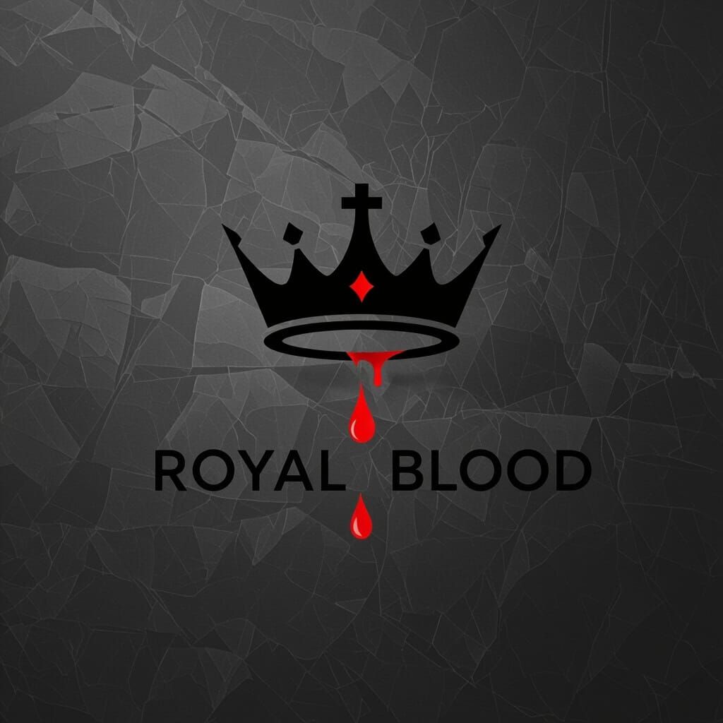 Minimalist Royal Blood Clan Logo: Crown and Blood Drop