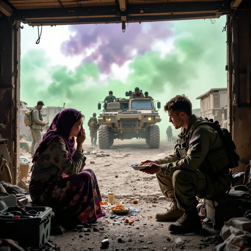 Woman Weeps With Gratitude As Soldier Shares Food