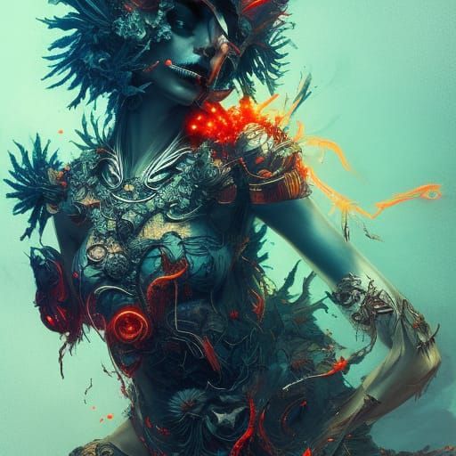 Dark Fantasy Warrior in Intricate Armor