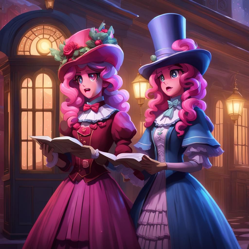 Hypnotic Victorian Carolers: Digital Art Portrait