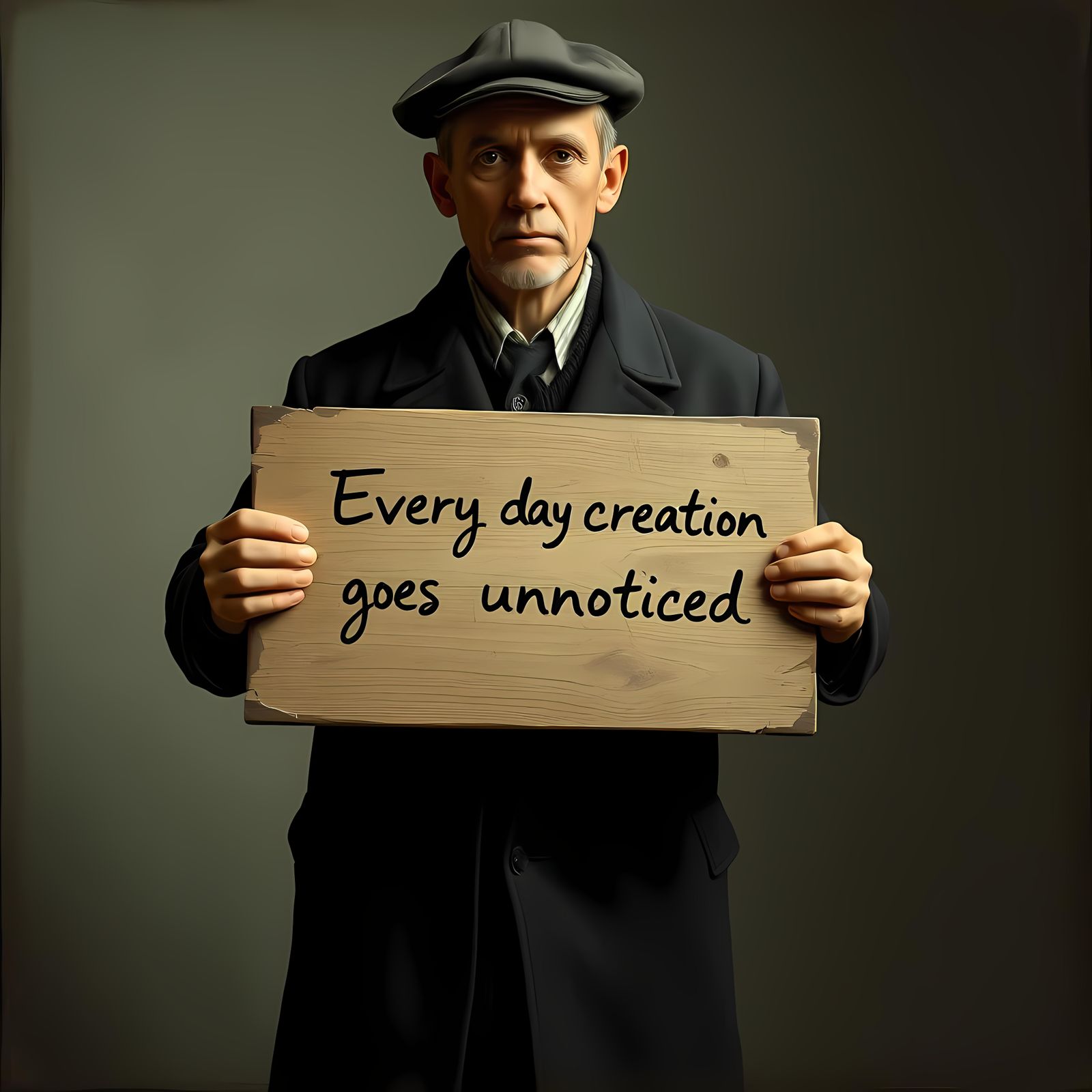 Man Hiding Sign with Text