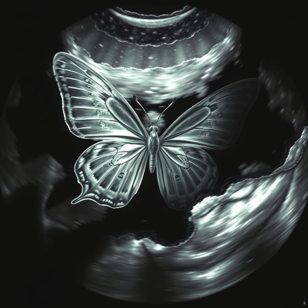 Surreal Ultrasound Scan Reveals Butterfly Wings in Shadowy C...