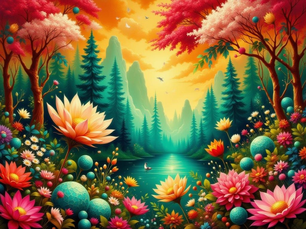 Perspective with fantastic mountains