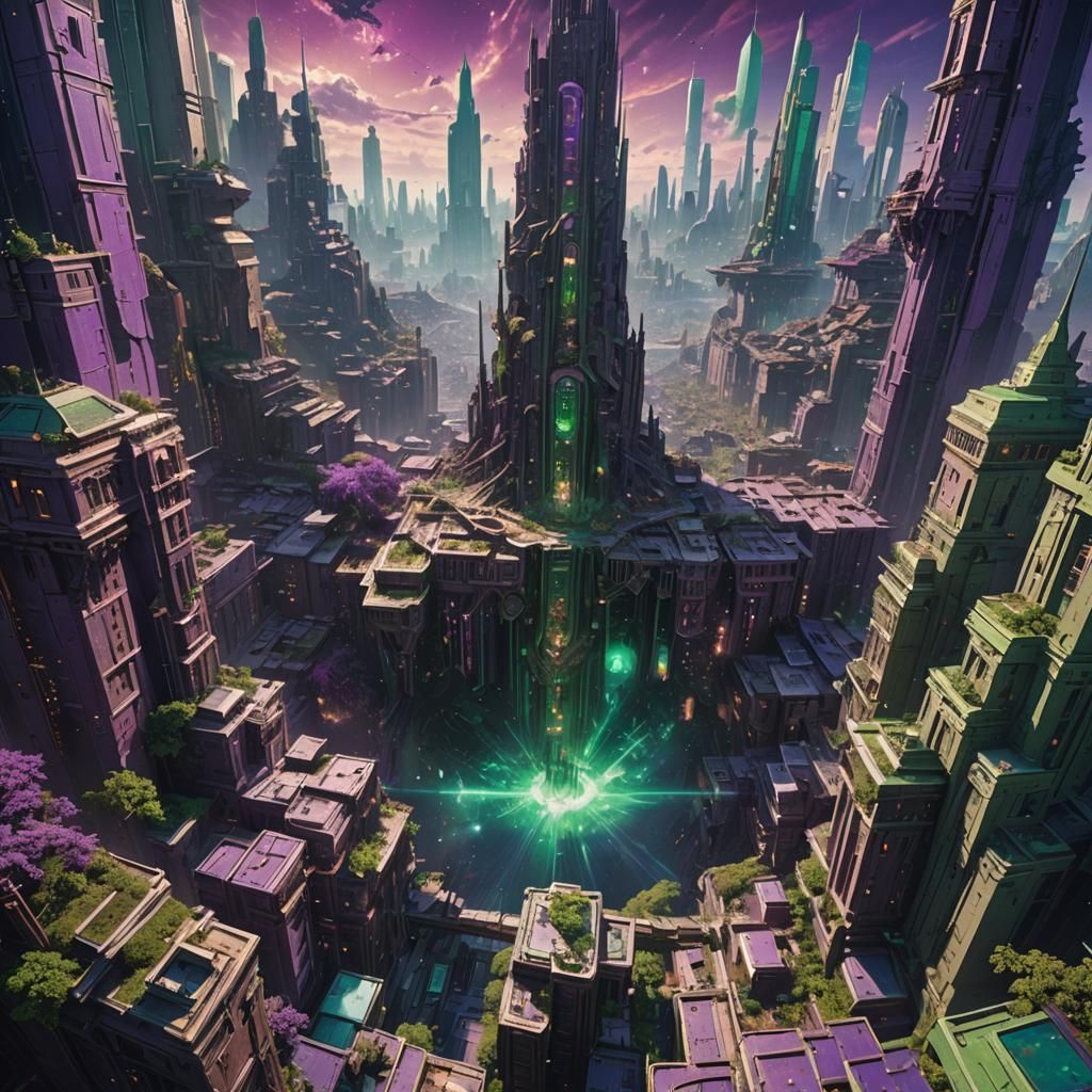 Quantumzei Fall in Chronis Metaverse: Matte Painting