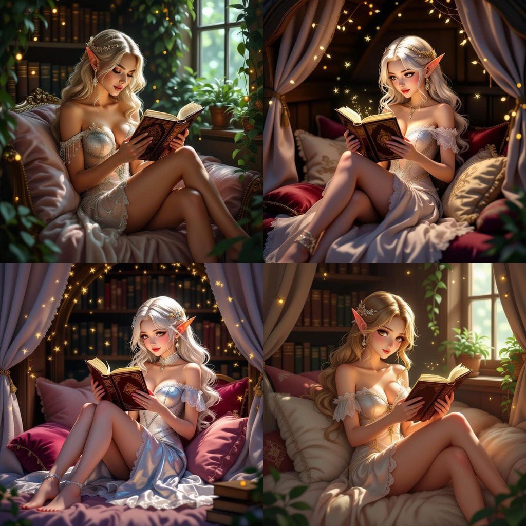 Enchanting Elf Reading in Cozy Nook