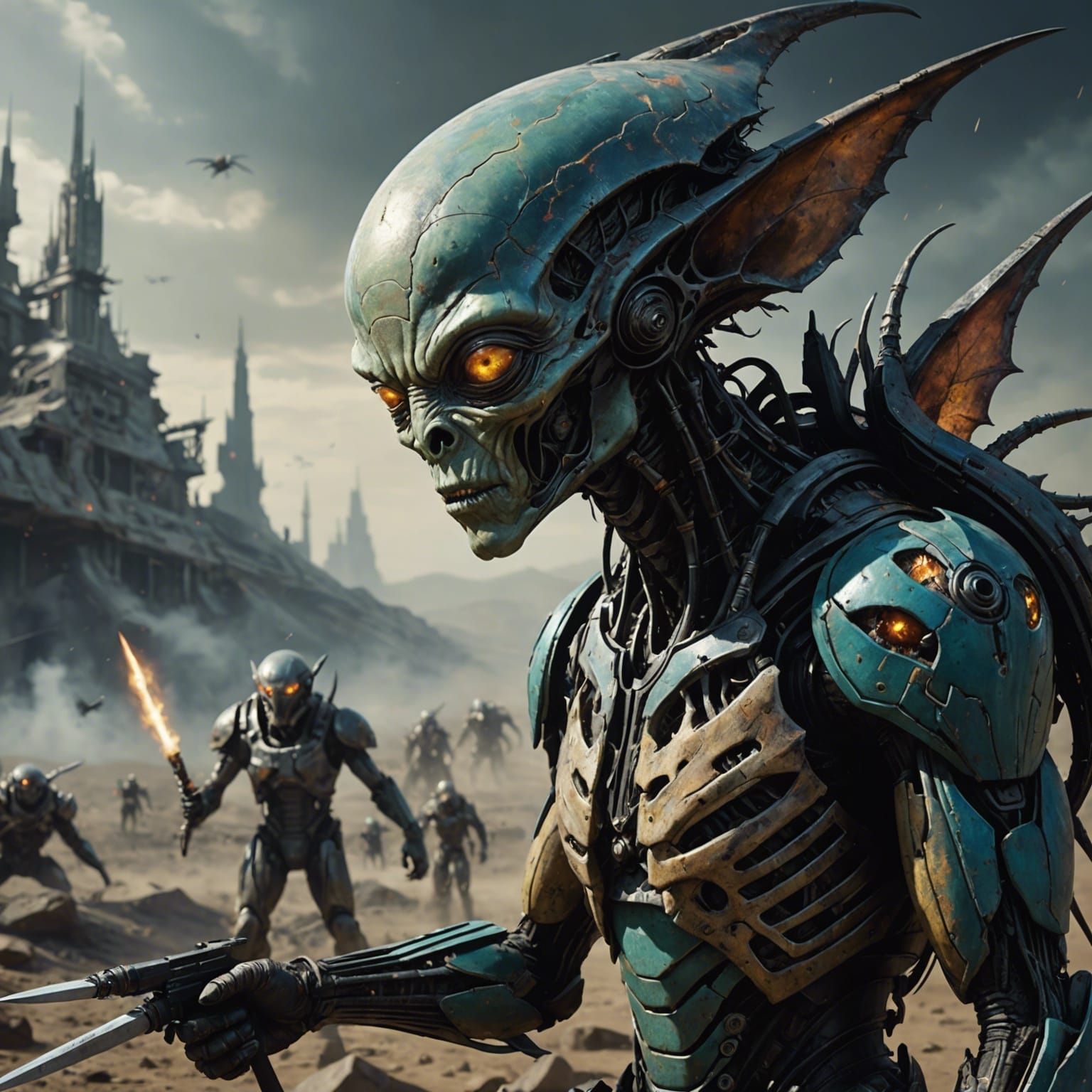 Abstract Alien Portraits in a Bizarre Landscape