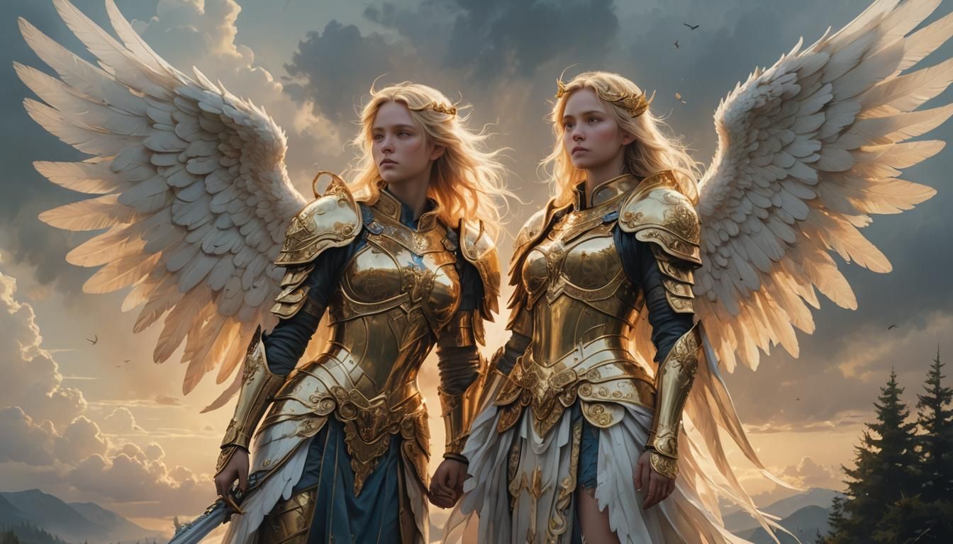 Angels in Golden Light: Digital Concept Art