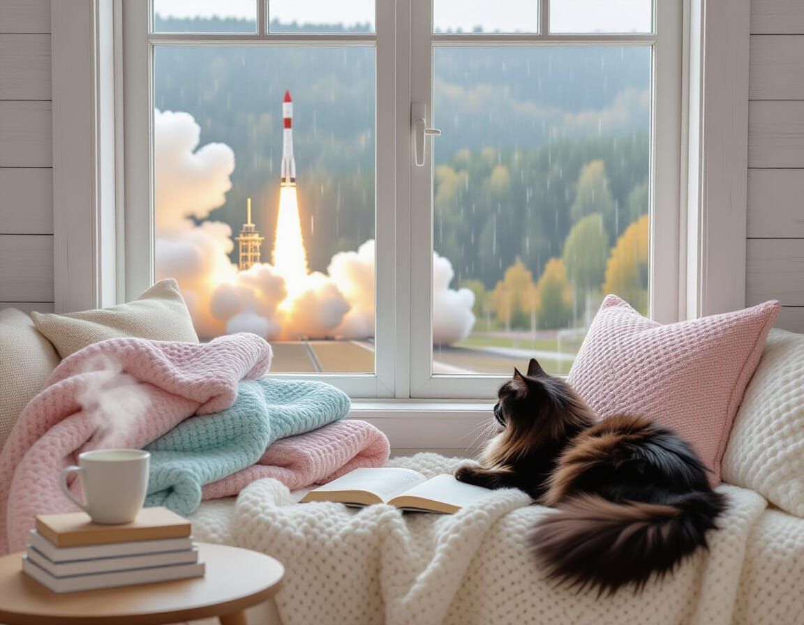 Rustic Room with Rocket Launch View